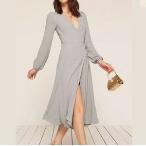 Reformation Wrap Dress • EUC • Dove Gray